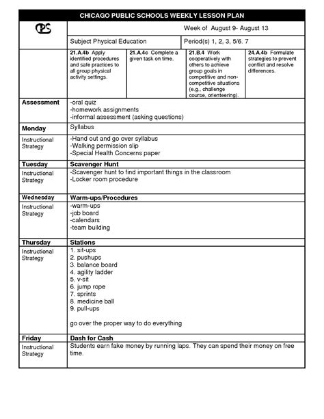 7 Essential Pe Lesson Plan Templates For Teachers