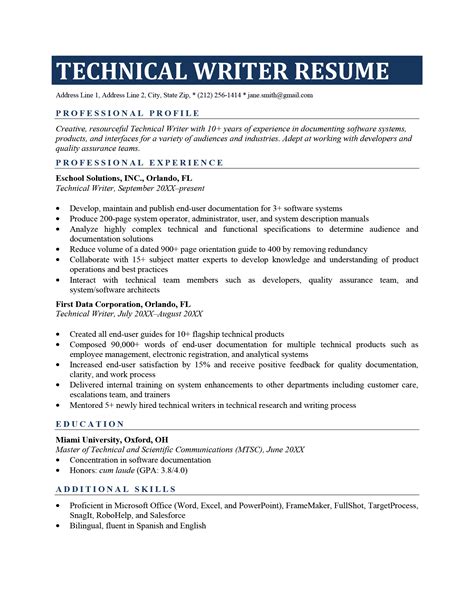 7 Essential Sections For A Tech Writer Resume