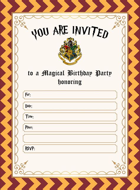 7 Free Harry Potter Invitation Templates