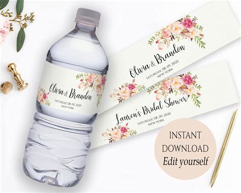 7 Free Wedding Water Bottle Label Templates