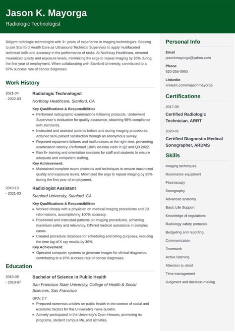 7 Sample X Ray Tech Resume Templates To Land Interview