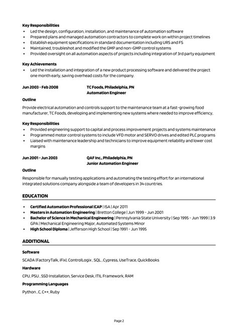 8 Essential Sections For An Automation Engineer Resume