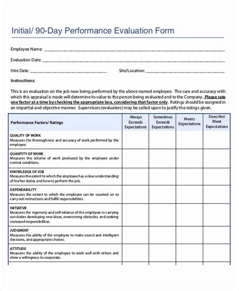 90 Day Performance Review Template Shrm Compliant