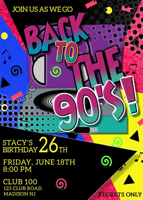 90s Party Invitation Template Free Download And Ideas