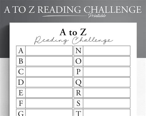 A To Z Reading Challenge Template For Book Lovers