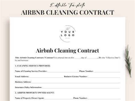 Airbnb Cleaning Contract Template Free Download