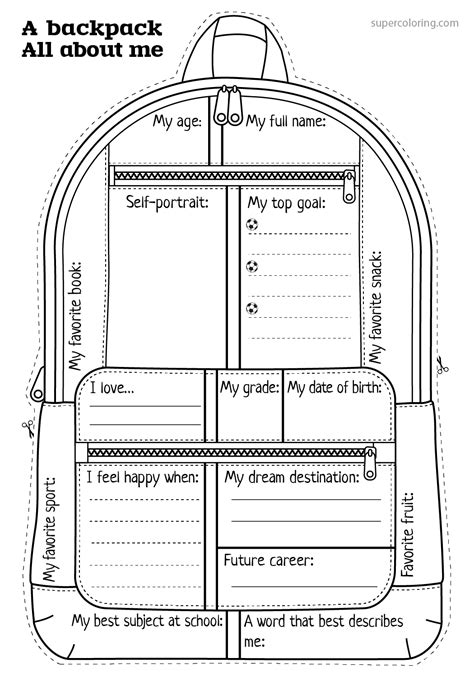 All About Me Backpack Template For Kids