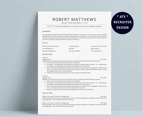 Ats Friendly Word Resume Template Download