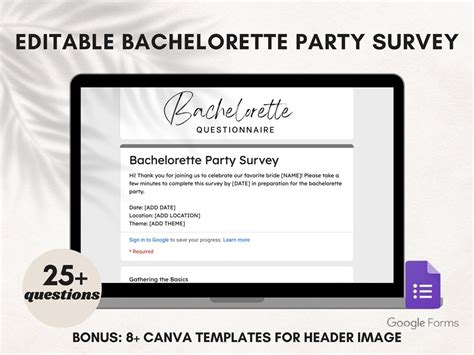 Bachelorette Party Google Form Template Made Easy