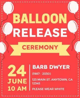 Balloon Release Flyer Template Design Ideas