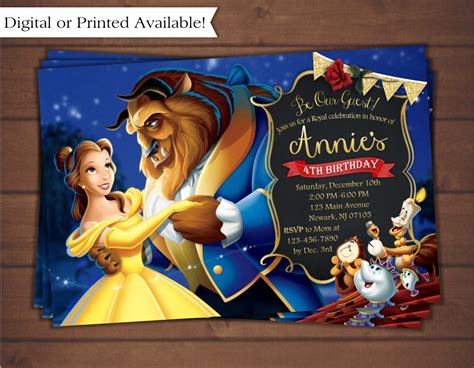 Beauty And The Beast Invitation Template Design Ideas