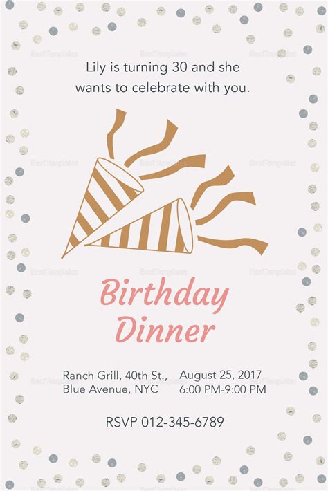 Birthday Dinner Invitation Template And Ideas