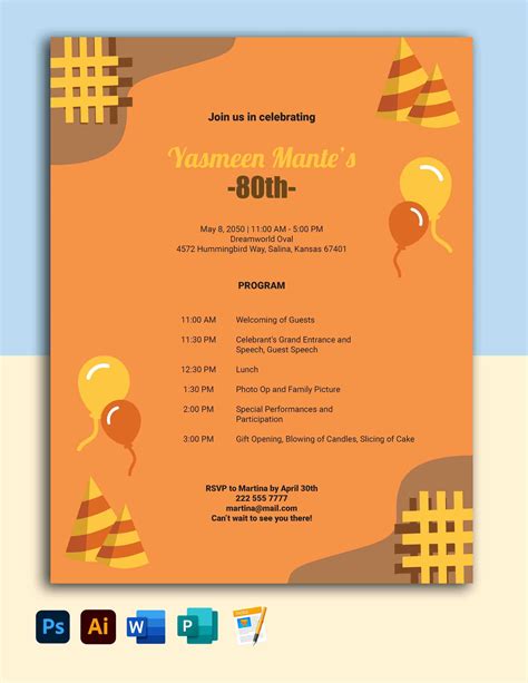 Birthday Party Program Template Example