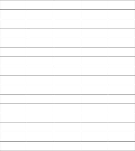 Blank 5 Column Chart Template Free Download