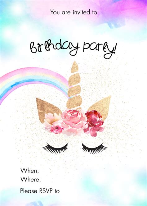 Blank Unicorn Invitation Template For Magical Parties