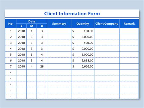 Business Client Information Template In Excel Made Easy