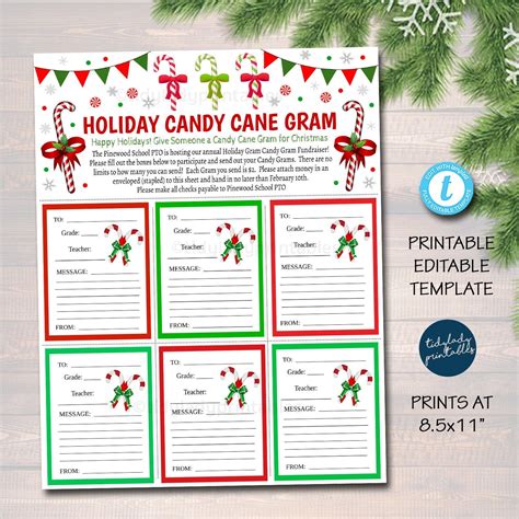 Candy Gram Template Christmas Edition For Kids