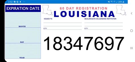 Car Dealership Temporary License Plate Template Printables