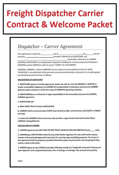 Carrier Dispatch Agreement Jotform Template Download