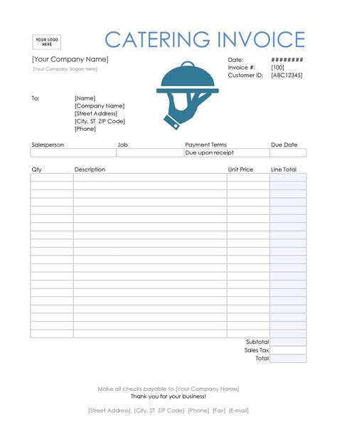 Catering Invoice Template For Food Service Businesses