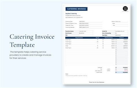 Catering Invoice Template Google Docs Free Download