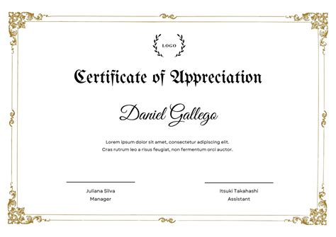 Certificate Of Appreciation Template Printable Free Download