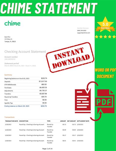 Chime Bank Statement Editable Psd Template Free Download