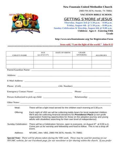 Church Registration Form Template In Microsoft Word