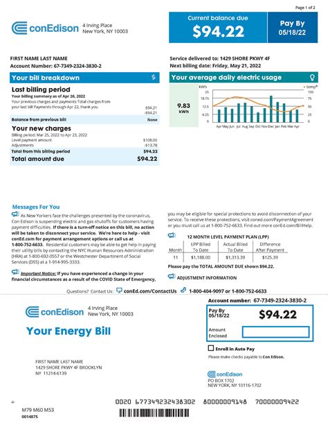 Con Edison Bill Template For Easy Payment Management