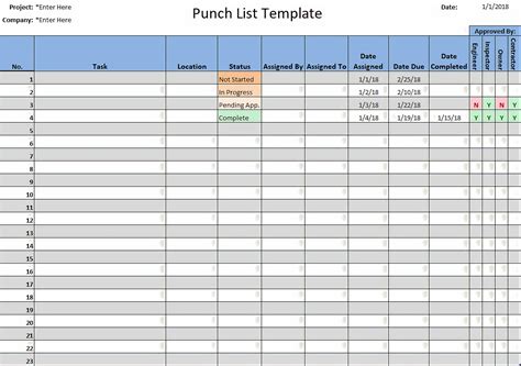 Construction Punch List Template Excel Made Easy