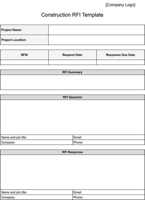 Construction Rfi Template Excel Made Easy