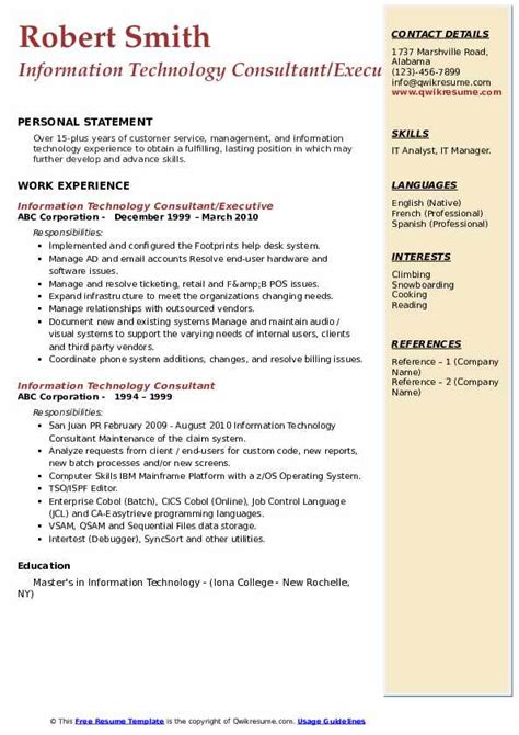 Crafting A Standout Tech Consultant Resume