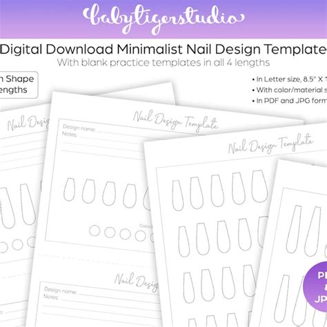 Customizable Blank Coffin Nail Template Design