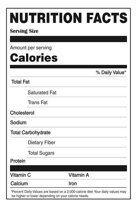 Customizable Blank Nutrition Facts Template For Microsoft Word