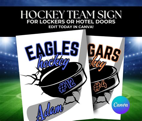 Customizable Hockey Door Sign Template For Fans