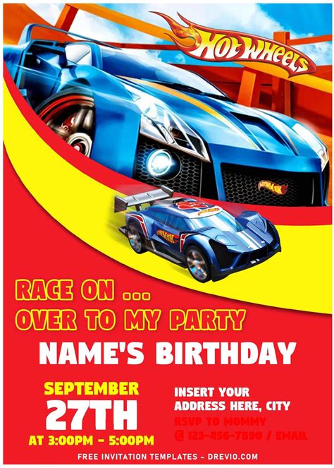 Customizable Hot Wheels Invitation Template Designs