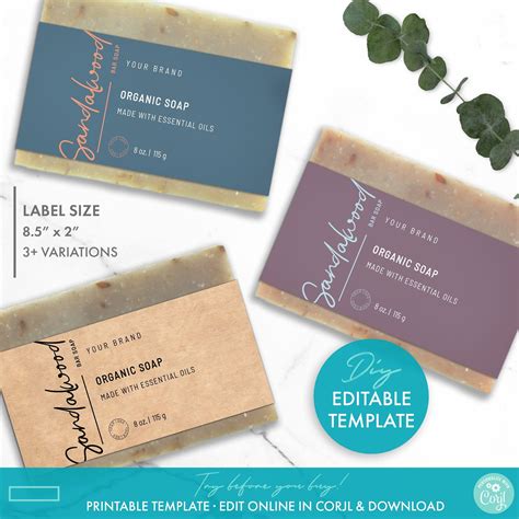 Customizable Wrap Around Soap Label Template Design