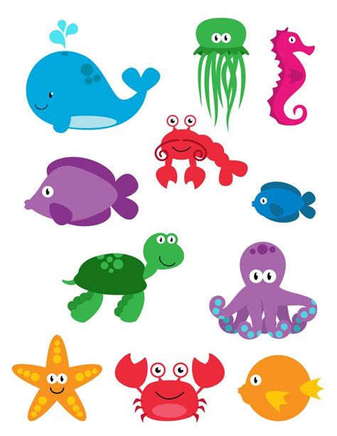 Cut-Out Sea Creatures Templates For Kids