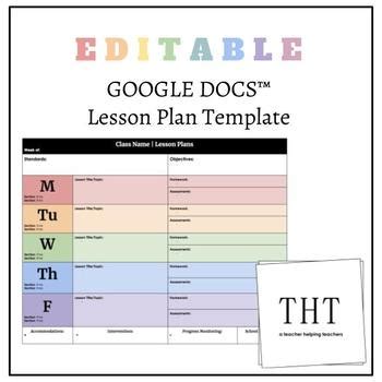 Daily Lesson Plan Template For Google Docs Teachers