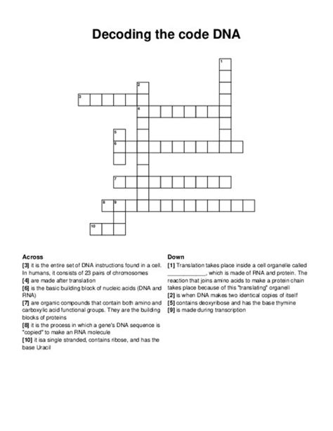 Dna Shaped Crossword: Decoding The Genetic Puzzle