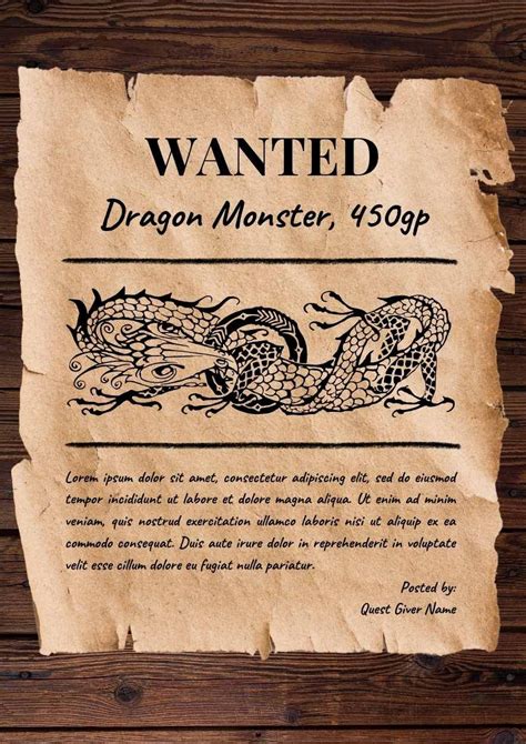 Dnd Wanted Poster Template Free Download