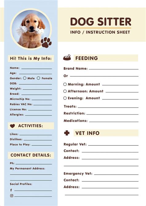 Dog Sitting Instructions Template And Checklist