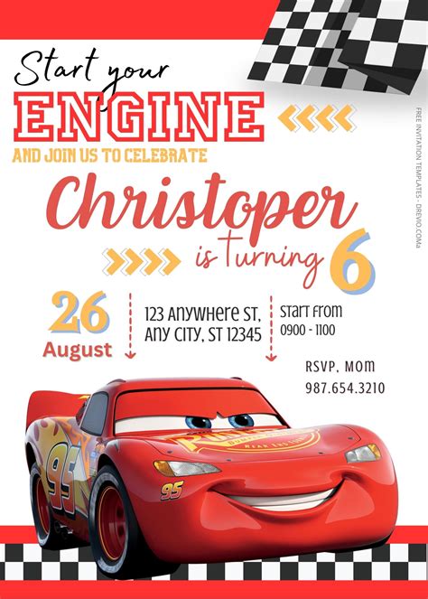 Editable Cars Invitation Template Designs