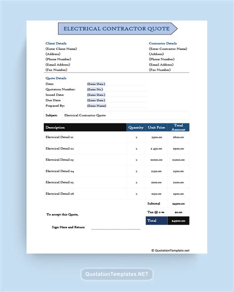 Electrical Contractor Quote Template Made Easy