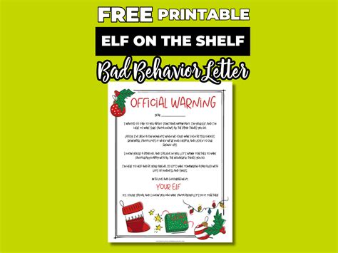 Elf On The Shelf Behavior Letter Template