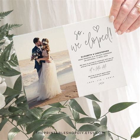 Elope In Style: 10 Free Elopement Announcement Templates