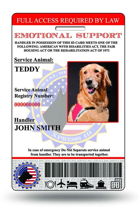 Emotional Support Animal Id Card Template Free Download