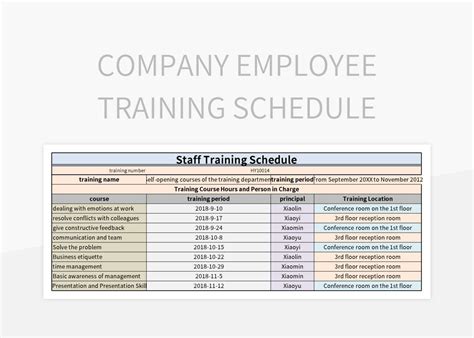 Employee Training Plan Template In Excel