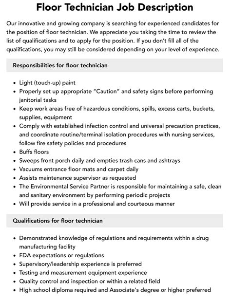 Floor Technician Job Duties And Responsibilities Explained