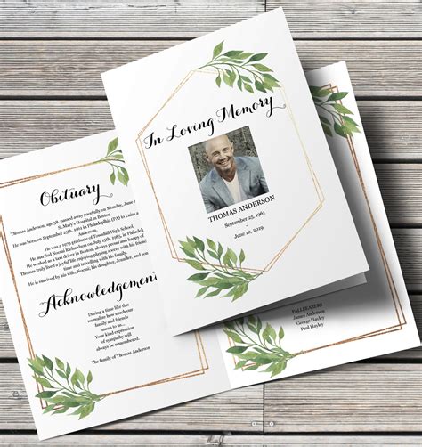 Folded Funeral Program Template Ideas And Examples